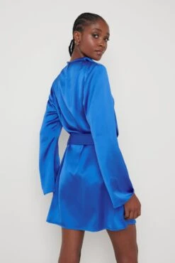 Jayda Recycled Cowl Neck Dress - Blue -By Knitwear Shop Jayda Cowl Neck Dress Blue 029