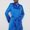 Jayda Recycled Cowl Neck Dress - Blue -By Knitwear Shop Jayda Cowl Neck Dress Blue 038