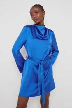 Jayda Recycled Cowl Neck Dress - Blue