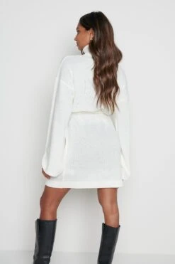 Jayda Knit Roll Neck Dress - Cream -By Knitwear Shop Jayda Roll Neck Cream 4044