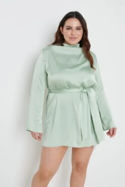Jayda Cowl Neck Dress - Mint -By Knitwear Shop Jayda cowl neck dress mint 3328