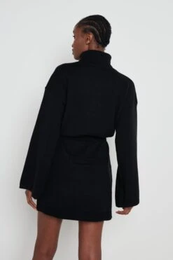 Jayda Knit Roll Neck Dress - Black -By Knitwear Shop Jayda roll neck dress black 5793