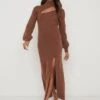 Jolie Cut Out Knit Dress - Chocolate Brown -By Knitwear Shop Jolie Knit Dress Brown 1314
