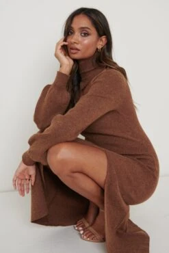 Jolie Cut Out Knit Dress - Chocolate Brown 10 Jolie Cut Out Knit Dress - Chocolate Brown -By Knitwear Shop Jolie Knit Dress Brown 1347