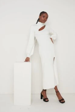 Jolie Cut Out Knit Dress - Cream 10 Jolie Cut Out Knit Dress - Cream -By Knitwear Shop Jolie Knit Dress Cream 1217