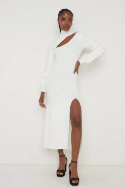 Jolie Cut Out Knit Dress - Cream 9 Jolie Cut Out Knit Dress - Cream -By Knitwear Shop Jolie Knit Dress Cream 1236