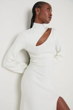 Jolie Cut Out Knit Dress - Cream