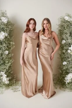 Keisha Maxi Bridesmaid Dress - Matte Mocha -By Knitwear Shop KESHIA SATIN MOCHA 4125