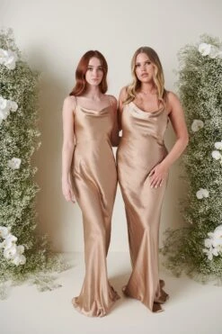 Keisha Maxi Bridesmaid Dress - Matte Mocha -By Knitwear Shop KESHIA SATIN MOCHA 4139