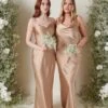 Keisha Maxi Bridesmaid Dress - Matte Mocha -By Knitwear Shop KESHIA SATIN MOCHA 4148