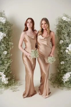 Keisha Maxi Bridesmaid Dress - Matte Mocha -By Knitwear Shop KESHIA SATIN MOCHA 4156