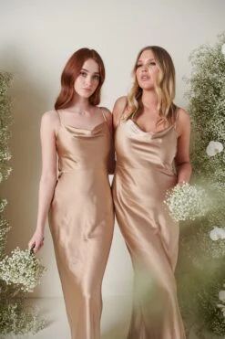 Keisha Maxi Bridesmaid Dress - Matte Mocha -By Knitwear Shop KESHIA SATIN MOCHA 4167