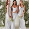 Keisha Maxi Bridesmaid Dress - Matte Silver -By Knitwear Shop KESHIA SATIN SILVER 3235