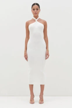 Kate Knot Midaxi Knit Dress - Cream