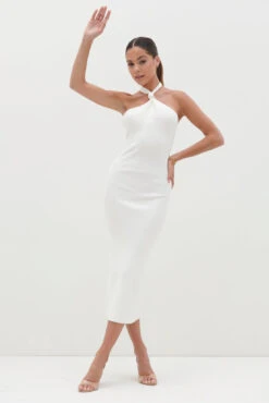 Kate Knot Midaxi Knit Dress - Cream -By Knitwear Shop Kate Knot Midaxi Cream 2537