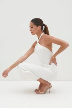 Kate Knot Midaxi Knit Dress - Cream -By Knitwear Shop Kate Knot Midaxi Cream 2546