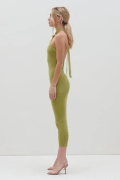 Kate Knot Midaxi Knit Dress - Tarragon Green -By Knitwear Shop Kate Knot Midaxi Tarragon Green 1259