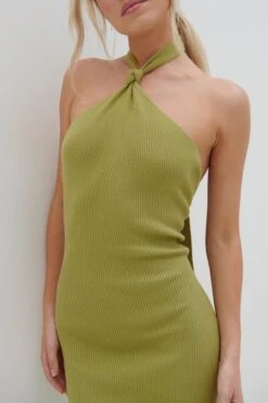 Kate Knot Midaxi Knit Dress - Tarragon Green -By Knitwear Shop Kate Knot Midaxi Tarragon Green 1321