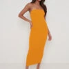 Keira Bandeau Midaxi Knit Dress - Tangerine -By Knitwear Shop Keira Tangerine 2424