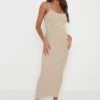 Keisha Crochet Midaxi Dress - Taupe -By Knitwear Shop Keisha Crochet Knit Dress Beige 3185