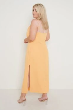 Keisha Midaxi Dress - Orange -By Knitwear Shop Keisha Ruched Midaxi Orange 3401