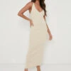 Lara Ribbed Midaxi Dress - Light Beige