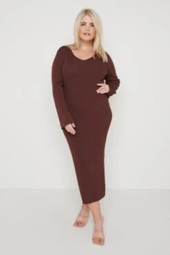Lara Long Sleeve Dress- Brown -By Knitwear Shop Lara Long Sleeve Brown 892