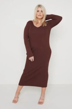Lara Long Sleeve Dress- Brown -By Knitwear Shop Lara Long Sleeve Brown 908