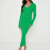 Lara Long Sleeve Dress- Green -By Knitwear Shop Lara Long Sleeve Green 377