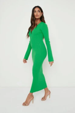 Lara Long Sleeve Dress- Green -By Knitwear Shop Lara Long Sleeve Green 403