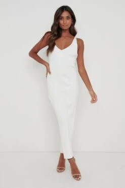 Lara Ribbed Midaxi Dress - Cream -By Knitwear Shop Lara Midaxi Cream 2064