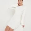 Laurel Long Sleeve Knit Mini Dress - Cream -By Knitwear Shop Laurel Mini Dress Cream 2377