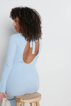 Lia Backless Knit Dress - Ice Blue 12 Lia Backless Knit Dress - Ice Blue -By Knitwear Shop Lia dress blue 4290
