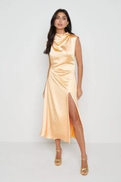 Lilith Satin Dress - Sunburst Orange 17 Lilith Satin Dress - Sunburst Orange -By Knitwear Shop Lilith orange 1653