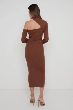 Lillian Cut Out Midaxi Knit Dress - Brown -By Knitwear Shop Lillian Cut Out Midaxi Dress Brown 1040