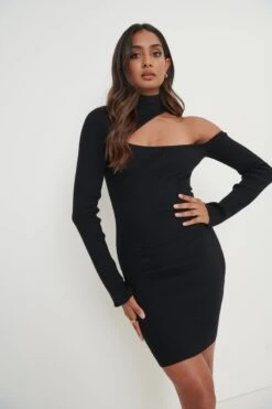 Lillian Cut Out Mini Knit Dress - Black -By Knitwear Shop Lillian Cut Out Mini Dress Black34