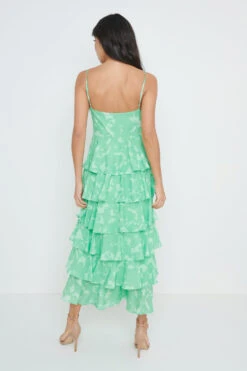 Lissy Ruffle Midaxi Dress - Green Floral -By Knitwear Shop Lissy dress 060 92982897 6fbd 4b43 96b6 65107a071998