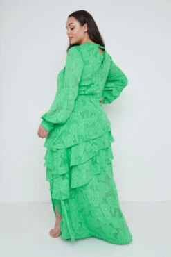 Lois Cross Back Jaquard Maxi Dress Curve - Emerald Green -By Knitwear Shop Lois Cross Back Jaquard Maxi Emerald Curve 1111