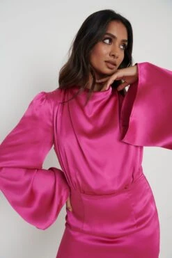 Loren Satin Mini Dress - Pink -By Knitwear Shop Loren Satin Mini Pink74