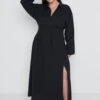Loretta Shirred Midaxi Dress Curve - Black 1 Loretta Shirred Midaxi Dress Curve - Black -By Knitwear Shop Loretta Shirred Midaxi Black Curve 873