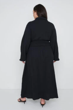 Loretta Shirred Midaxi Dress Curve - Black -By Knitwear Shop Loretta Shirred Midaxi Black Curve 897