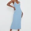 Lorin Contrast Strap Knit Dress - Blue -By Knitwear Shop Lorin knit dress blue 4526