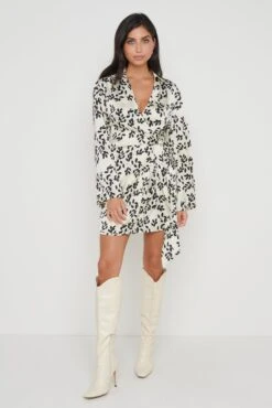 Louis Printed Satin Dress - Monochrome 15 Louis Printed Satin Dress - Monochrome -By Knitwear Shop Louis Printed Satin Dress 3534