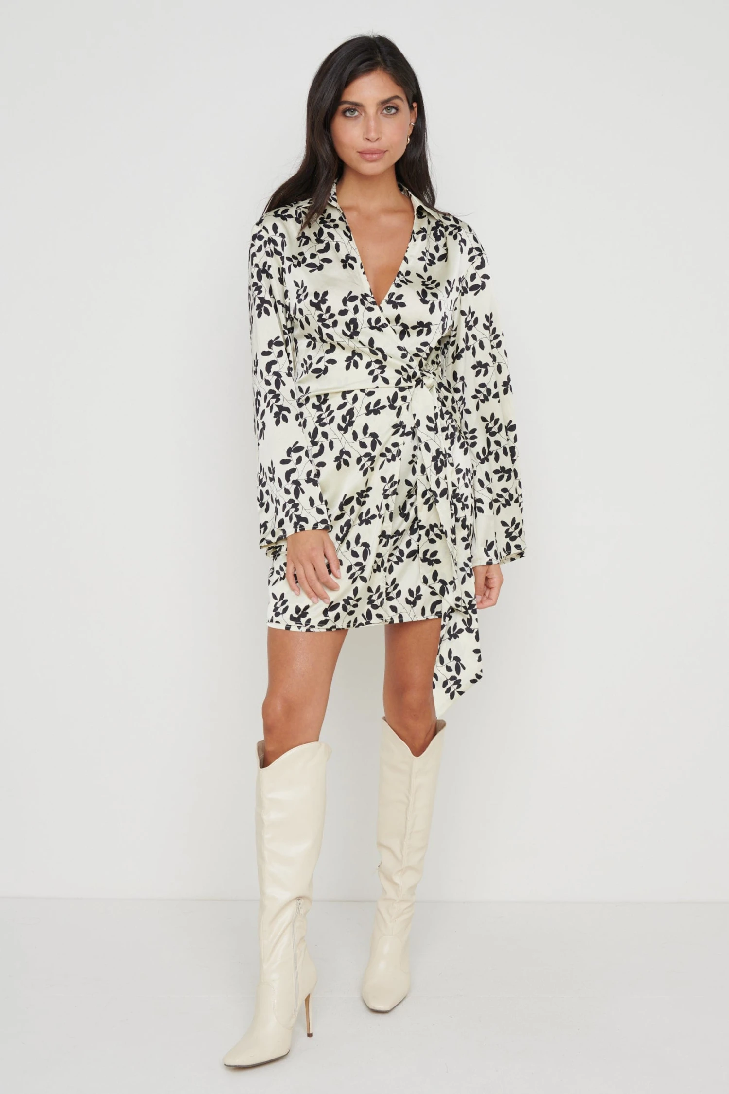 Louis Printed Satin Dress - Monochrome 7 Louis Printed Satin Dress - Monochrome - Image 5