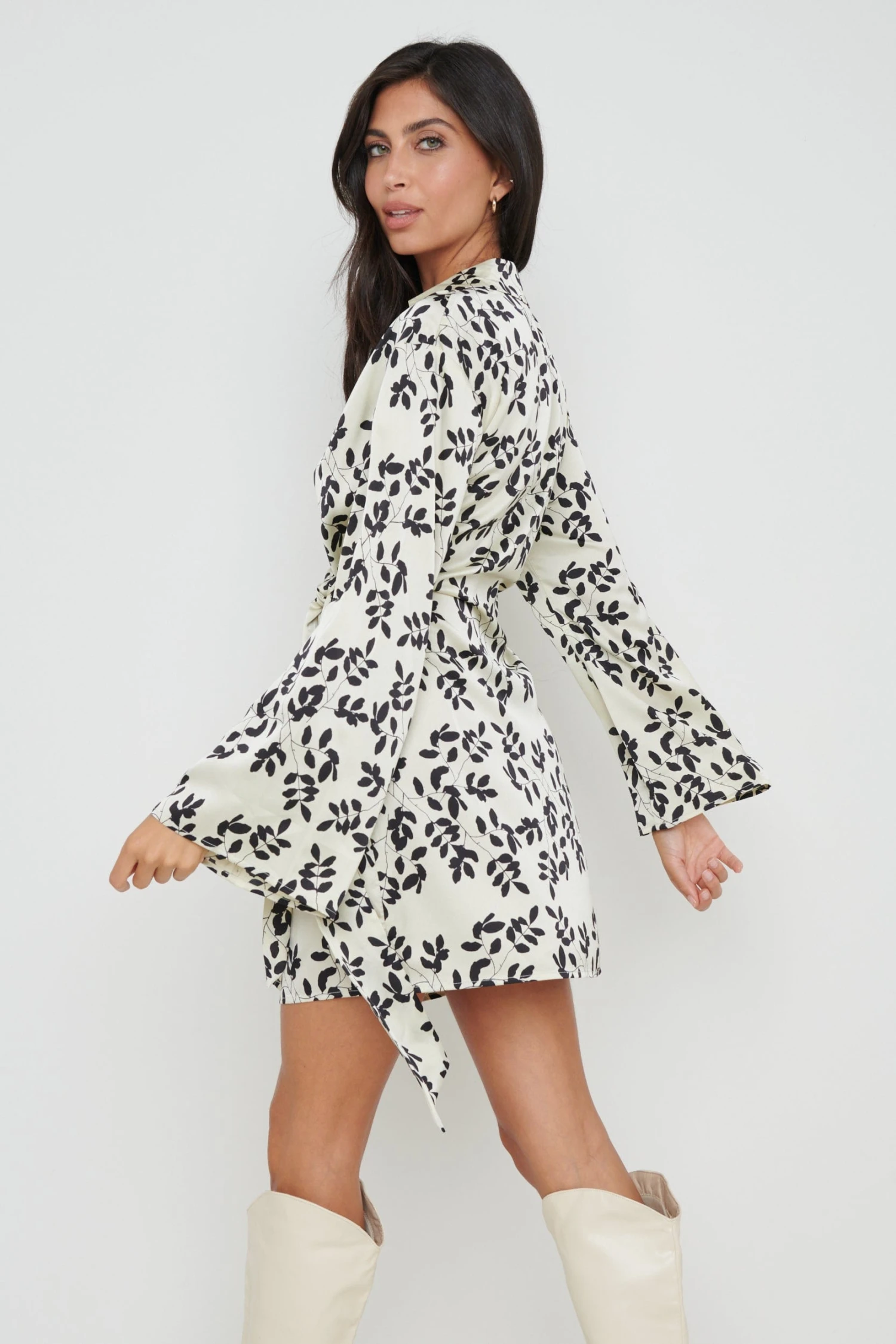 Louis Printed Satin Dress - Monochrome 6 Louis Printed Satin Dress - Monochrome - Image 4