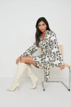 Louis Printed Satin Dress - Monochrome 13 Louis Printed Satin Dress - Monochrome -By Knitwear Shop Louis Printed Satin Dress 3581