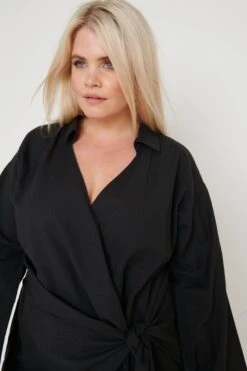 Louis Tie Mini Dress - Black -By Knitwear Shop Louis Wrap Dress Black 2851