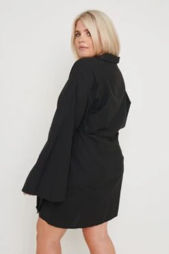 Louis Tie Mini Dress - Black -By Knitwear Shop Louis Wrap Dress Black 2865