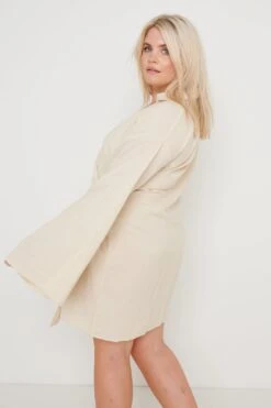 Louis Tie Mini Dress - Sand -By Knitwear Shop Louis Wrap Dress Sand 3032