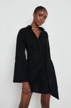 Louis Tie Mini Dress - Black